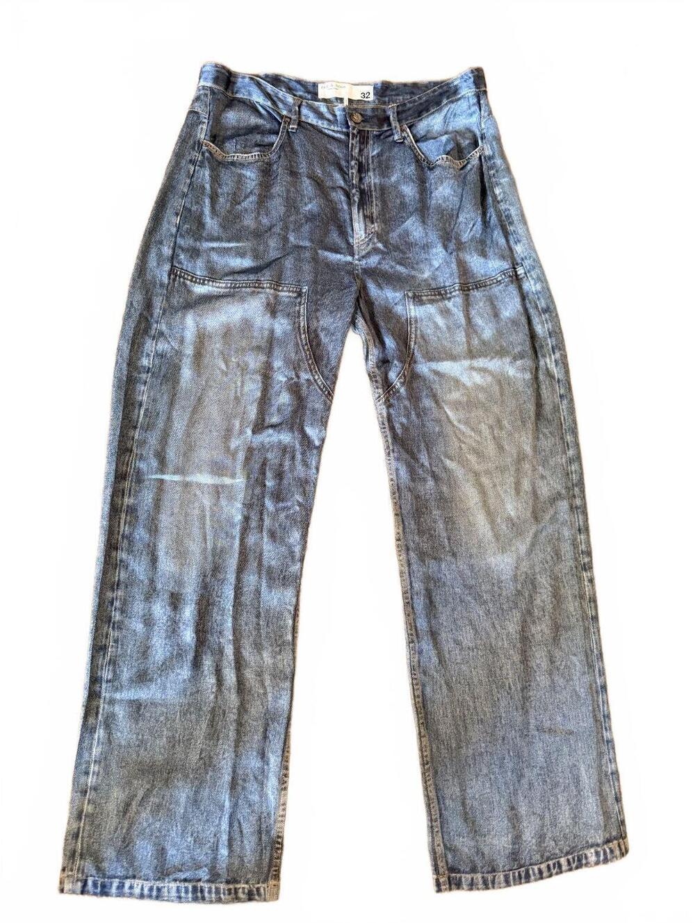 rag & bone Miramar Wide Leg Denim Print Pants Jean Look Women's Sz 32
